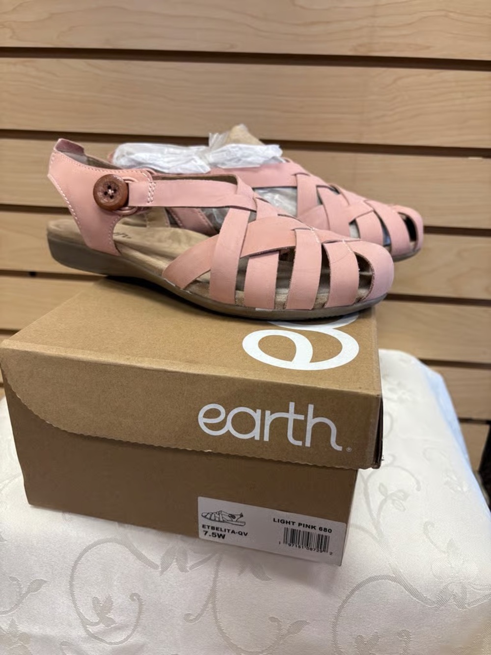 Time and Tru Light Pink Woven Slingback Sandals
